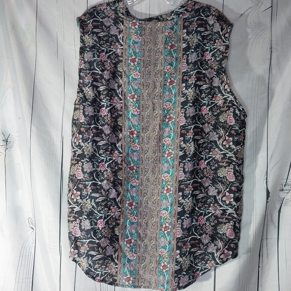 Soft Surroundings 100% Silk Floral Sleeveless Button-Up Blouse - Picture 6 of 9